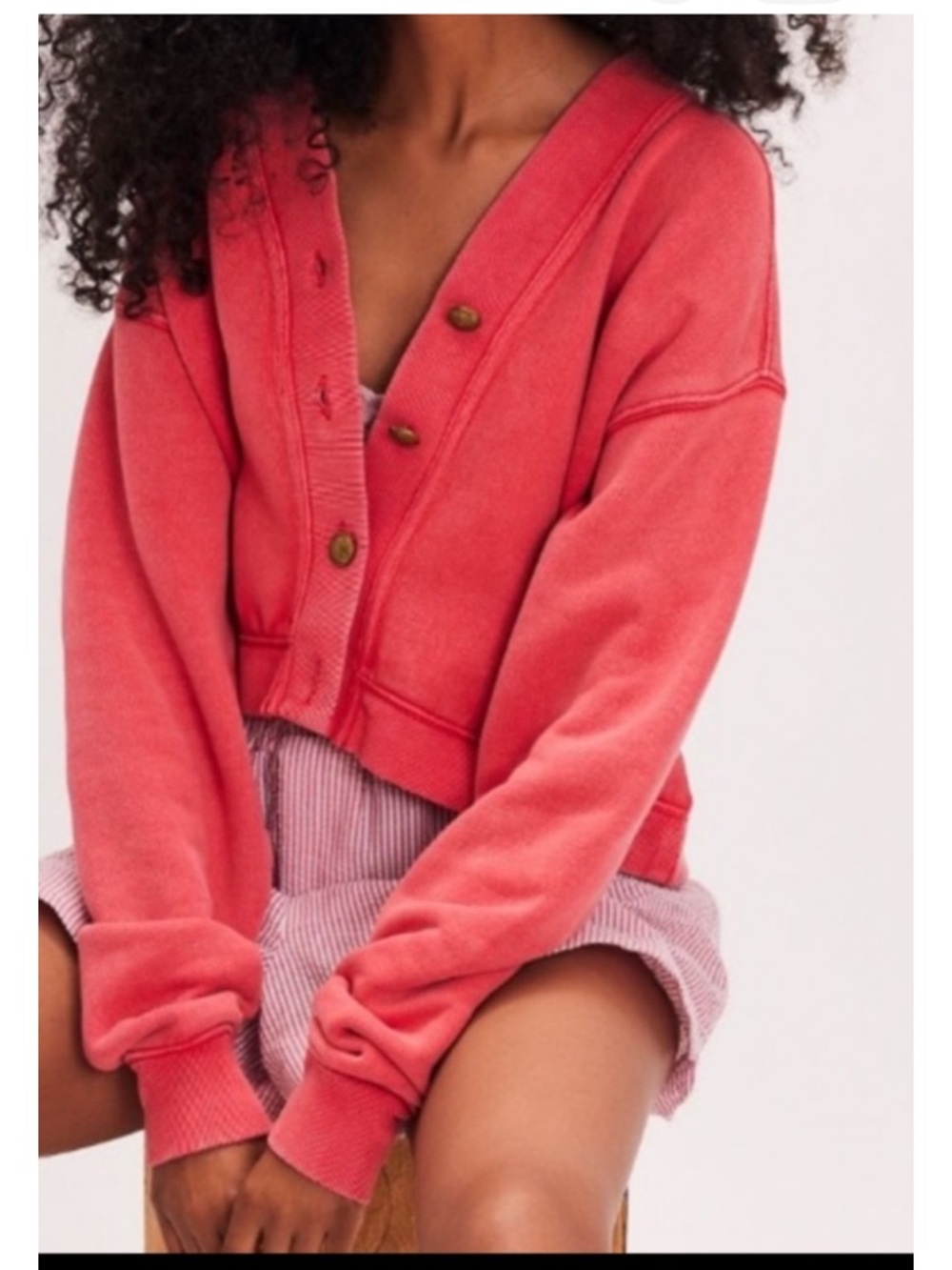 FREE PEOPLE GRACE FRENCH TERRY VAESI SWEATSHIRT LARGE FIERY RED